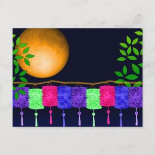 Lanterns and Full Moon Postcard