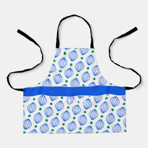 Lanterns Beige Blue Minimal Pattern Apron