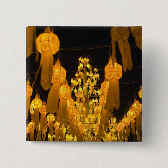Lanterns for Loi Krathong festival. 15 Cm Square Badge (Front)
