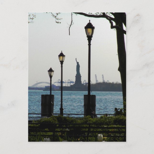 Lanterns Framing Statue of Liberty at Battery Park Postcard (Front)