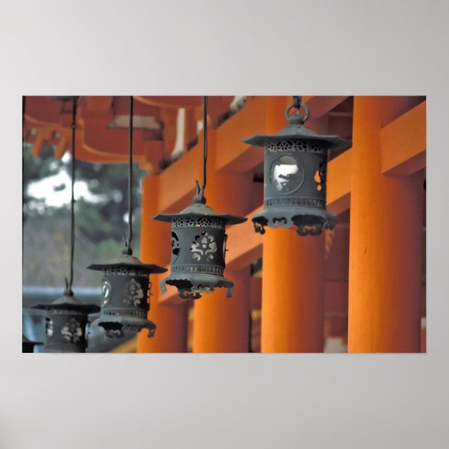 Lanterns hanging from the Heian-jingu Shrine, Poster (Front)