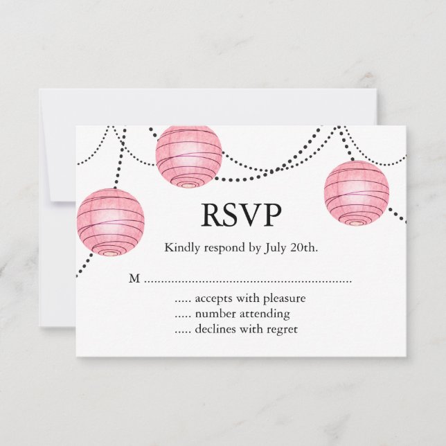 Lanterns in Pink RSVP (Front)