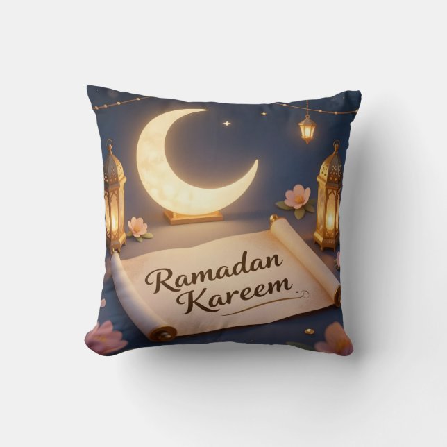 Lanterns Of Blessing – Glowing Lantern Art Throw   Cushion (Front)