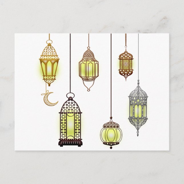 Lanterns Ramadan Mubarak Oriental Arabian Muslim Holiday Postcard (Front)