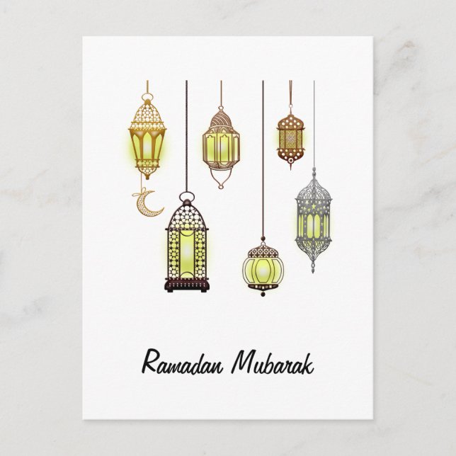 Lanterns Ramadan Mubarak Oriental Arabian Muslim Postcard (Front)
