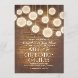 lanterns rustic country wedding invitation