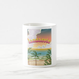 Lanzarote beach travel poster coffee mug