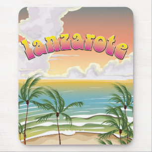 Lanzarote beach travel poster mouse pad