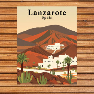 Lanzarote, Spain Retro Travel Postcard