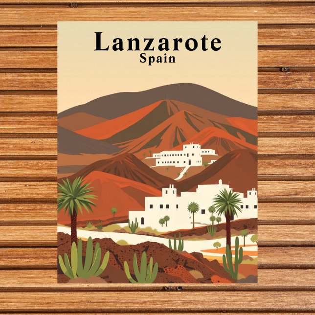 Lanzarote, Spain Retro Travel Postcard (Lanzarote, Spain Retro Travel Postcard)