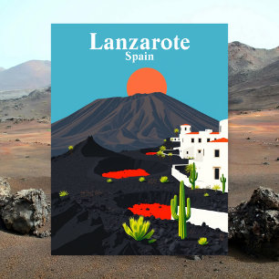 Lanzarote, Spain Vintage Travel Postcard