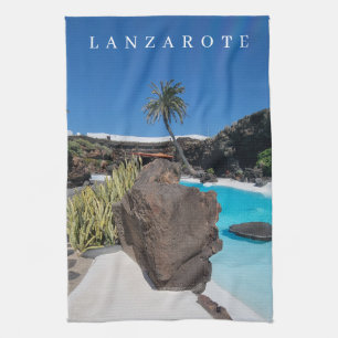Lanzarote swimming pool view tea towel