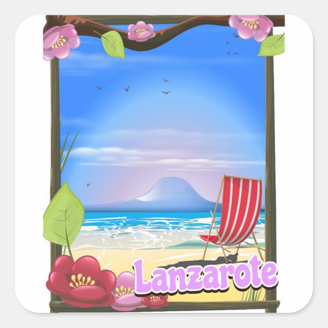 Lanzarote Travel poster Square Sticker (Front)