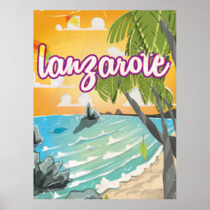 lanzarote vintage travel poster cartoon