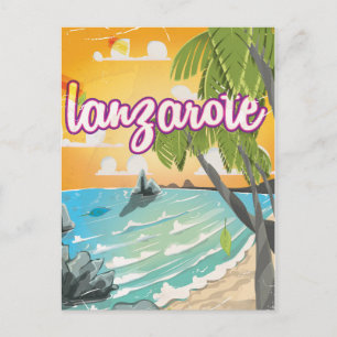 lanzarote vintage travel poster cartoon postcard