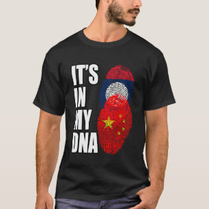 Lao And Chinese Mix DNA Heritage Flag T-Shirt