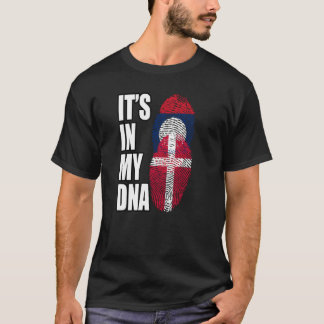 Lao And Danish Mix DNA Heritage Flag T-Shirt