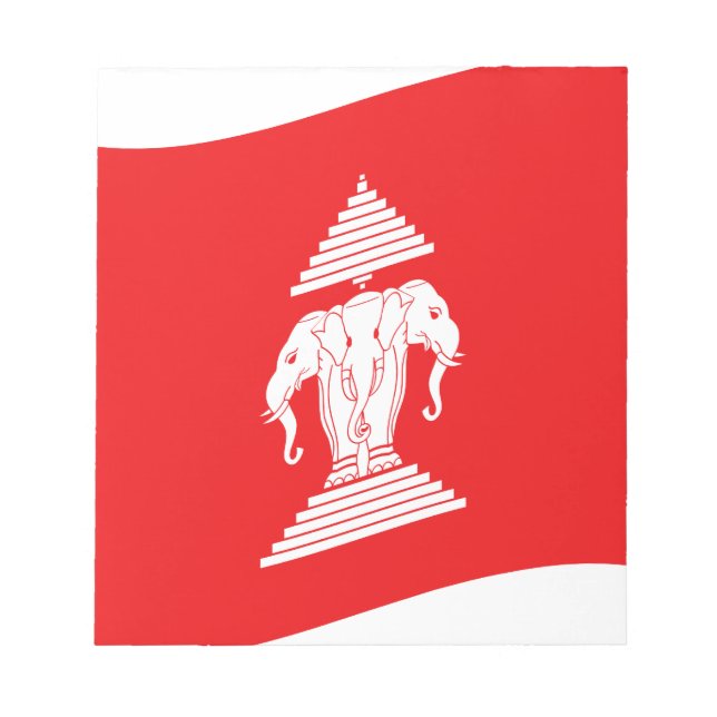 Lao Erawan Three Headed Elephant Flag Wave Notepad (Front)