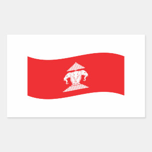 Lao Erawan Three Headed Elephant Flag Wave Rectangular Sticker