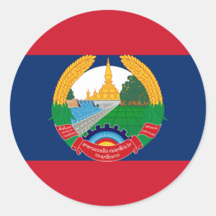 Lao Flag & Emblem, Flag of Laos Classic Round Sticker