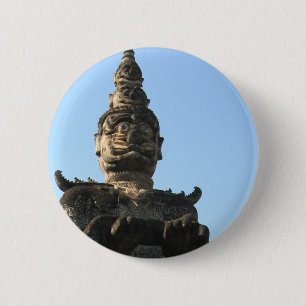 Lao Giant Guardian .. Buddha Park, Vientiane, Laos 6 Cm Round Badge