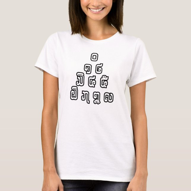 Lao / Laos Numbers Pyramid Laotian Language Script T-Shirt (Front)