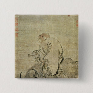 Lao-tzu riding his ox, Chinese, Ming Dynasty 15 Cm Square Badge