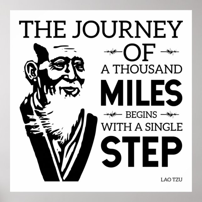 Lao Tzu Wisdom | Black |  Thousand Miles  Poster (Front)