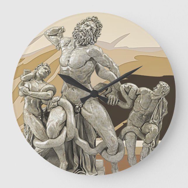 Laocoon and His Sons Ancient Sculpture Large Clock (Front)