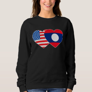 Laos and USA Flag Twin Heart for Laosan Americans  Sweatshirt