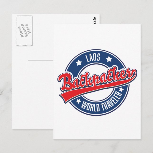 laos backpacker world traveller logo postcard (Front/Back)