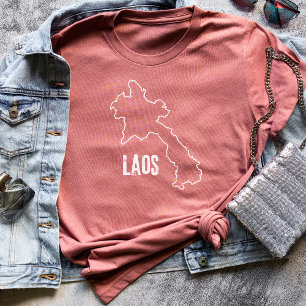 Laos Country Map Laotian Lao National Border Line T-Shirt