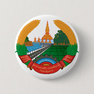 laos emblem 6 cm round badge