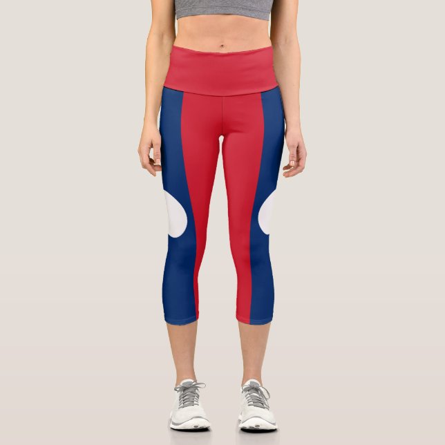 Laos Flag Capri Leggings (Front)