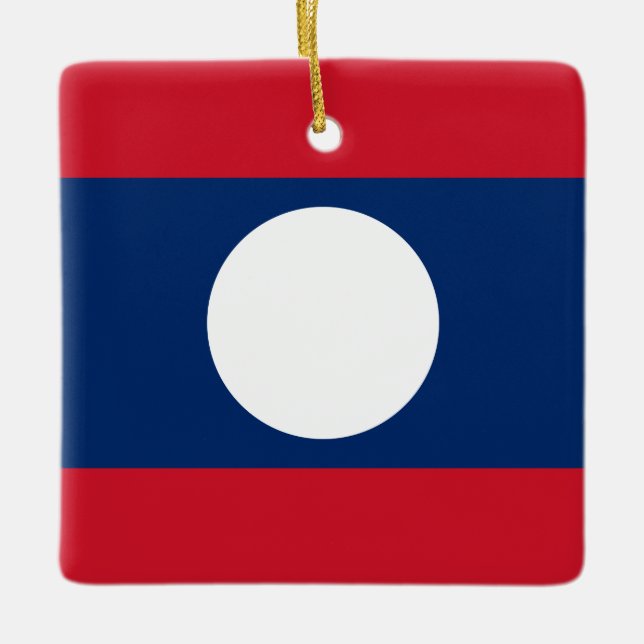 Laos Flag  Ceramic Ornament (Front)