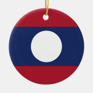 Laos flag ceramic ornament