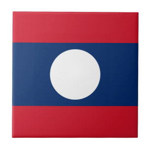 Laos Flag Ceramic Tile
