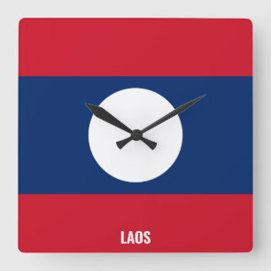 Laos Flag Dazzling Patriotic Square Wall Clock