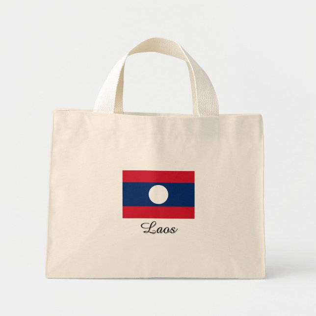 Laos Flag Design Mini Tote Bag (Front)