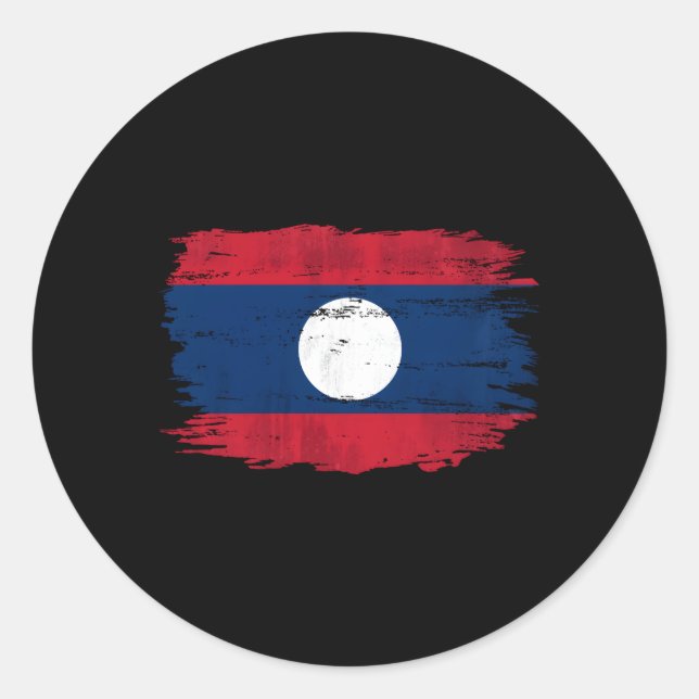 Laos Flag For Laotian Classic Round Sticker (Front)
