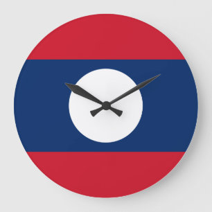 Laos Flag Large Clock