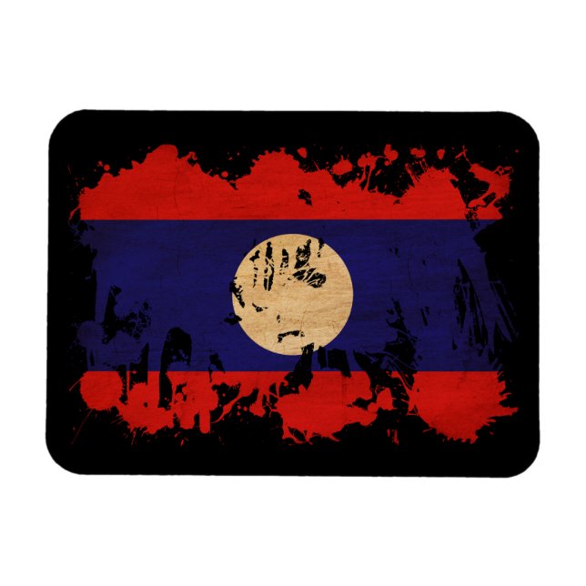 Laos Flag Magnet (Horizontal)