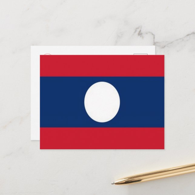Laos - Flag - Postcard (Front/Back In Situ)