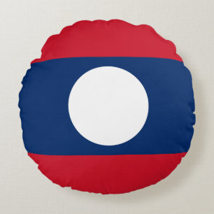 Laos Flag Round Cushion