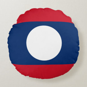 Laos Flag Round Cushion