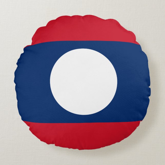 Laos Flag Round Cushion (Front)