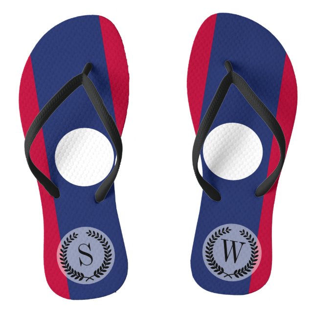 Laos Flag Thongs (Footbed)