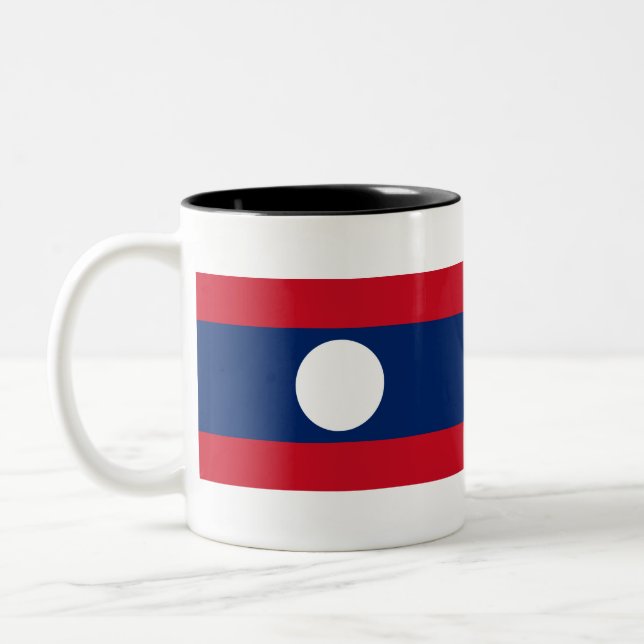 Laos Flag Two-Tone Coffee Mug (Left)