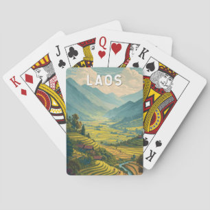 Laos Illustration Travel Art Vintage Playing Cards