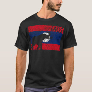 Laos Lao Flag Day Laotian Proud Wild Elephant T-Shirt